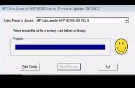 惠普M281FDW更新后开机提示碳粉盒包含非HP芯片而被拒绝固件刷机降级教程